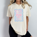  Meet Me By The Beach Graphic Tee, Palm Trees Summer Graphic Tee, Trendy Stripes Comfort Colors Tee