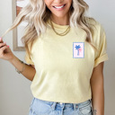 XXL Butter Palm Tree Pocket Print Graphic Tee, Summer Beach Shirt, Summer Trip Comfort Colors Tee