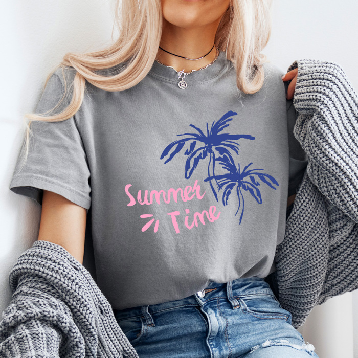 Summer Time Graphic Tee, Palm Tree Shirt, Summer Beach Comfort Colors Tee