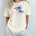 XL Ivory Summer Time Graphic Tee, Palm Tree Shirt, Summer Beach Comfort Colors Tee