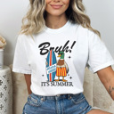 Small White Bruh It's Summer Duck Graphic Tee, Surfing Duck Shirt, Aloha Surfing Duck Comfort Colors Tee