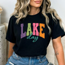XXL Black Lake Day Graphic Tee, Summer Lake Trip Shirt, Bright Colorful Summer Comfort Colors Tee