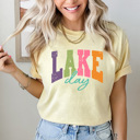 Large Butter Lake Day Graphic Tee, Summer Lake Trip Shirt, Bright Colorful Summer Comfort Colors Tee