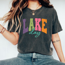 Small Pepper Lake Day Graphic Tee, Summer Lake Trip Shirt, Bright Colorful Summer Comfort Colors Tee