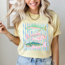Medium Butter Cute Fish Trendy Stripes Graphic Colors Tee, Summer Fish Shirt, 3 Fish Comfort Colors Tee