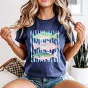 XXL Navy Cute Fish Trendy Stripes Graphic Colors Tee, Summer Fish Shirt, 3 Fish Comfort Colors Tee
