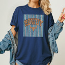 XL Navy Howdy Western Graphic Tee, Striped Cowgirl Shirt, Country Bull, Rodeo Cowboy, Comfort Colors Tee