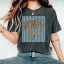 Medium Pepper Howdy Western Graphic Tee, Striped Cowgirl Shirt, Country Bull, Rodeo Cowboy, Comfort Colors Tee