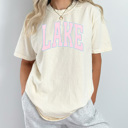 Medium Ivory Lake Striped Graphic Tee, Lake Boat Trip Shirt, Summer Lake Day Comfort Colors Tee 