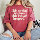  I Left My Dog To Be Here Graphic Tee, This Better Be Good Shirt, Funny Dog Owner Comfort Colors Tee