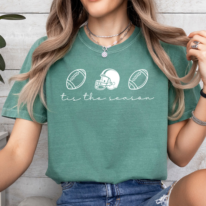 Tis The Season Football Graphic Tee, Football Season Shirt, Football Game Day Comfort Colors Tee