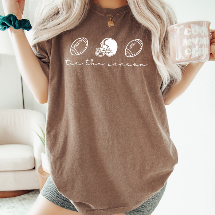 Tis The Season Football Graphic Tee, Football Season Shirt, Football Game Day Comfort Colors Tee