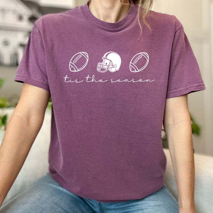 Tis The Season Football Graphic Tee, Football Season Shirt, Football Game Day Comfort Colors Tee