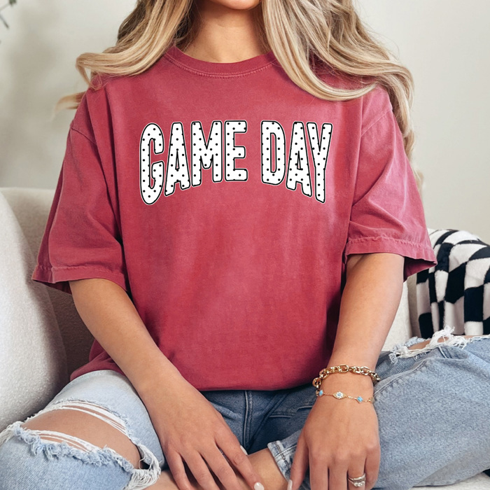 Polka Dot Game Day Graphic Tee, Sports Dot Shirt, Girl Game Day Comfort Colors Tee