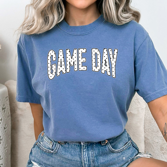 Polka Dot Game Day Graphic Tee, Sports Dot Shirt, Girl Game Day Comfort Colors Tee