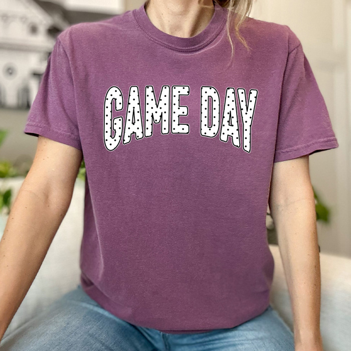 Polka Dot Game Day Graphic Tee, Sports Dot Shirt, Girl Game Day Comfort Colors Tee