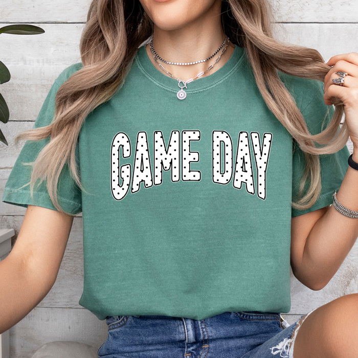 Polka Dot Game Day Graphic Tee, Sports Dot Shirt, Girl Game Day Comfort Colors Tee