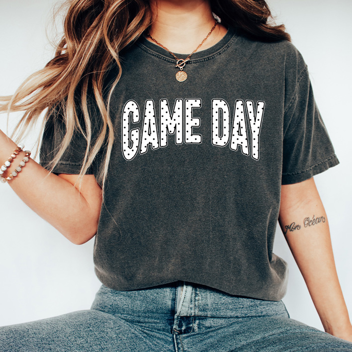 Polka Dot Game Day Graphic Tee, Sports Dot Shirt, Girl Game Day Comfort Colors Tee