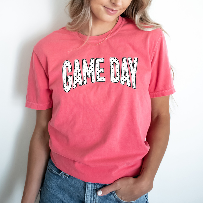 Polka Dot Game Day Graphic Tee, Sports Dot Shirt, Girl Game Day Comfort Colors Tee