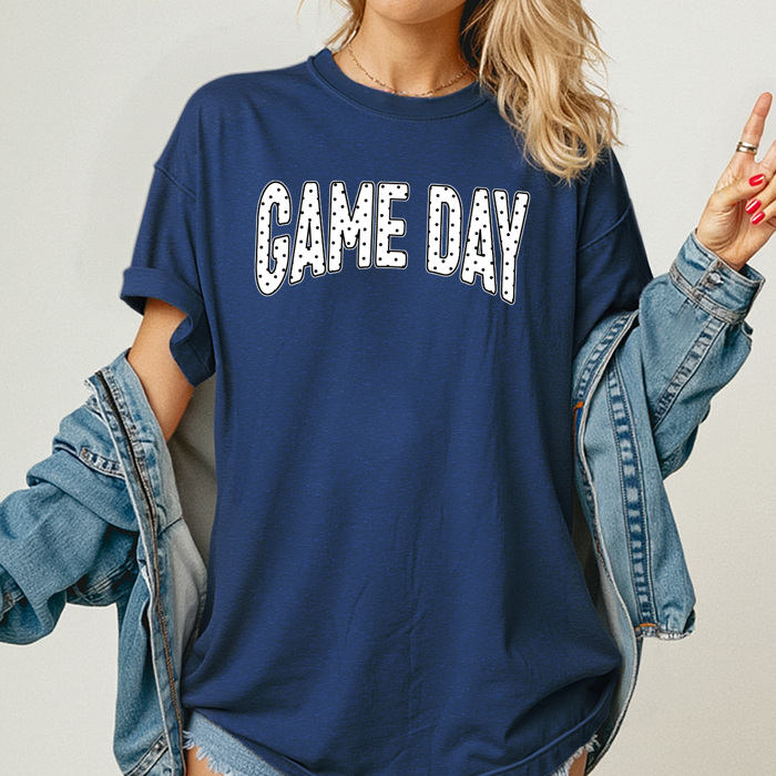 Polka Dot Game Day Graphic Tee, Sports Dot Shirt, Girl Game Day Comfort Colors Tee
