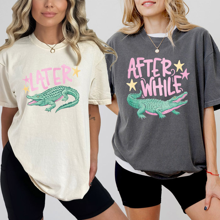 Later Gator After While Crocodile Graphic Tee, Funny Matching Shirts, Nostalgic Comfort Colors Tee 