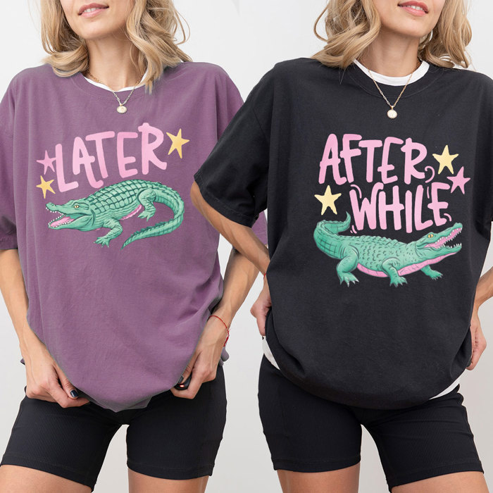 Later Gator After While Crocodile Graphic Tee, Funny Matching Shirts, Nostalgic Comfort Colors Tee 