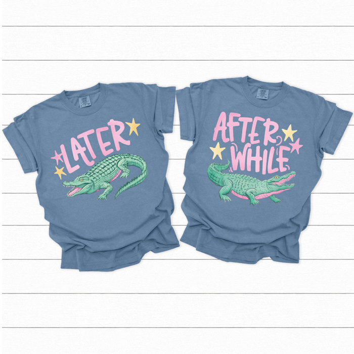 Later Gator After While Crocodile Graphic Tee, Funny Matching Shirts, Nostalgic Comfort Colors Tee 