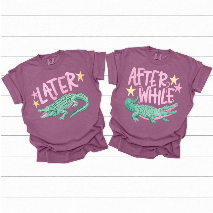 Later Gator After While Crocodile Graphic Tee, Funny Matching Shirts, Nostalgic Comfort Colors Tee 