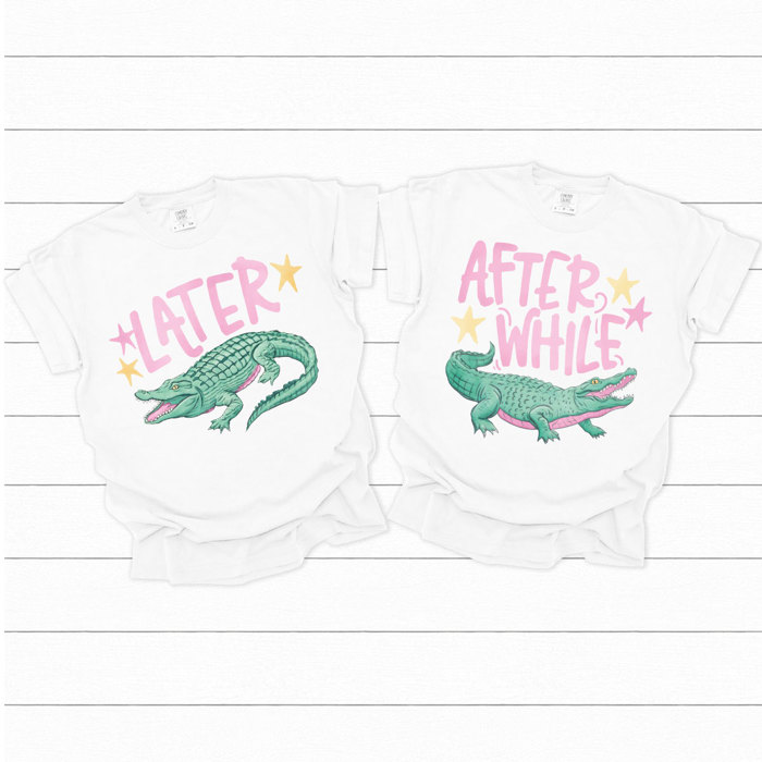 Later Gator After While Crocodile Graphic Tee, Funny Matching Shirts, Nostalgic Comfort Colors Tee 