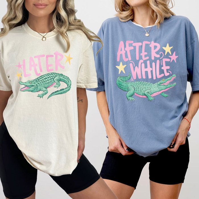 Later Gator After While Crocodile Graphic Tee, Funny Matching Shirts, Nostalgic Comfort Colors Tee 
