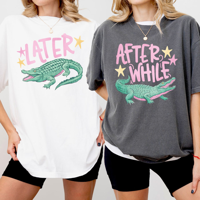 Later Gator After While Crocodile Graphic Tee, Funny Matching Shirts, Nostalgic Comfort Colors Tee 