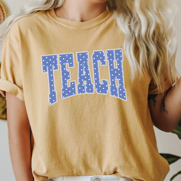 Teach Polka-Dot Graphic Tee, Back To School Shirt, Cute Teacher Comfort Colors Tee