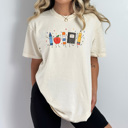  Happy School Supplies Graphic Tee, Back To School Shirt, Teacher Comfort Colors Tee