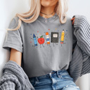 XL Gray Happy School Supplies Graphic Tee, Back To School Shirt, Teacher Comfort Colors Tee
