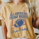 XXL Mustard All American Friday Nights Graphic Tee, See You At Kickoff Shirt, Football Sports Comfort Colors Tee 