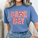  Game Day Graphic Tee, Checkered And Stars Shirt, Sports Comfort Colors Tee