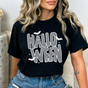  Halloween Striped Graphic Tee, Spooky Bats Shirt, Halloween Comfort Colors Tee
