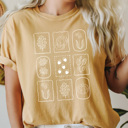 XXL Mustard Autumn Nature Stamps Graphic Tee, Fall Leaves Shirt, Fall Foliage Comfort Colors Tee 