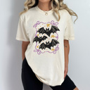 XXL Ivory Coquette Bats Graphic Tee, Halloween Night Shirt, Bats And Bows Comfort Colors Tee 