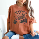 XXL Yam Just Waiting For Halloween Graphic Tee, Halloween Skeleton Shirt, Funny Spooky Season Comfort Colors Tee
