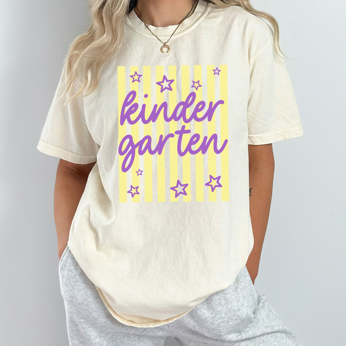 Teacher Grade Striped Graphic Tee, Star Doodle Stripes Shirt, Back To School Grades Comfort Colors Tee
