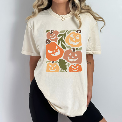 Boho Jack O Lantern Graphic Tee, Fall Pumpkin Shirt, Pumpkin Halloween Comfort Colors Tee