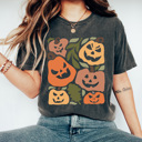  Boho Jack O Lantern Graphic Tee, Fall Pumpkin Shirt, Pumpkin Halloween Comfort Colors Tee