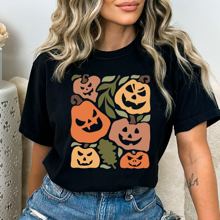 Boho Jack O Lantern Graphic Tee, Fall Pumpkin Shirt, Pumpkin Halloween Comfort Colors Tee