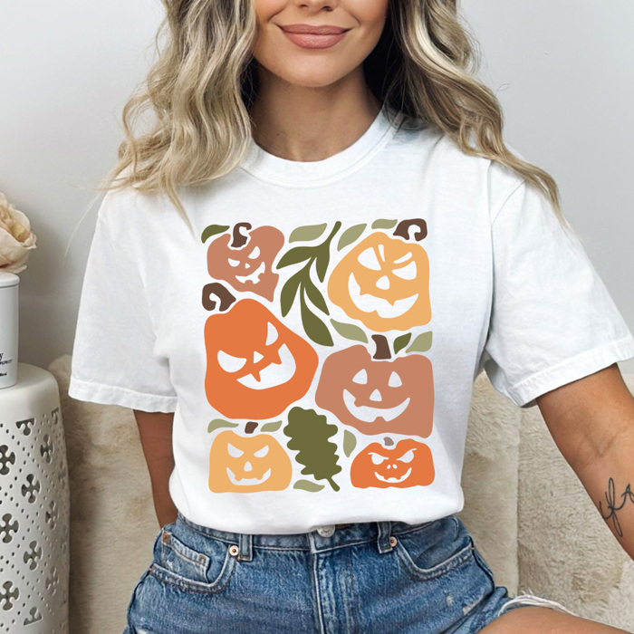 Boho Jack O Lantern Graphic Tee, Fall Pumpkin Shirt, Pumpkin Halloween Comfort Colors Tee