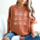 XL Yam Halloween Jack O Lantern Graphic Tee, Pumpkin Grid Shirt, Spooky Face Comfort Colors Tee 