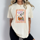 Medium Ivory All Booked For Halloween Graphic Tee, Ghost Reading Shirt, Halloween Books Comfort Colors Tee