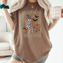  Skeleton Witch Halloween Graphic Tee, Boom Stick Shirt, Halloween Stripes Comfort Colors Tee