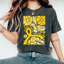  A Cure Worth Fighting For Graphic Tee, Gold Ribbon Flowers Shirt, Childhood Cancer Comfort Colors Tee