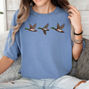 XL Blue Jean Mallard Ducks Flying Graphic Tee, Hunting Season Shirt, Duck Hunt Comfort Colors Tee 